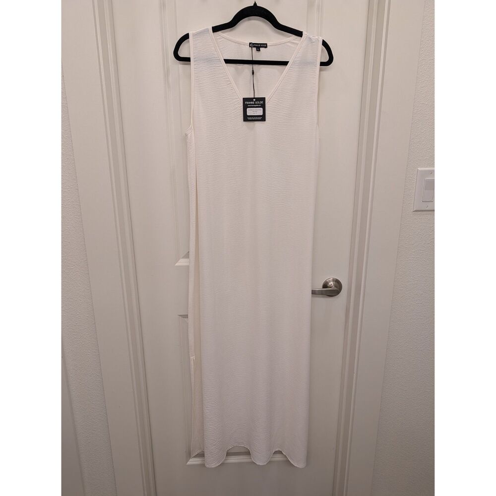 NWT Franne Golde Santorini Airflow Dress Extra Large Ivory Minimalist Coastal